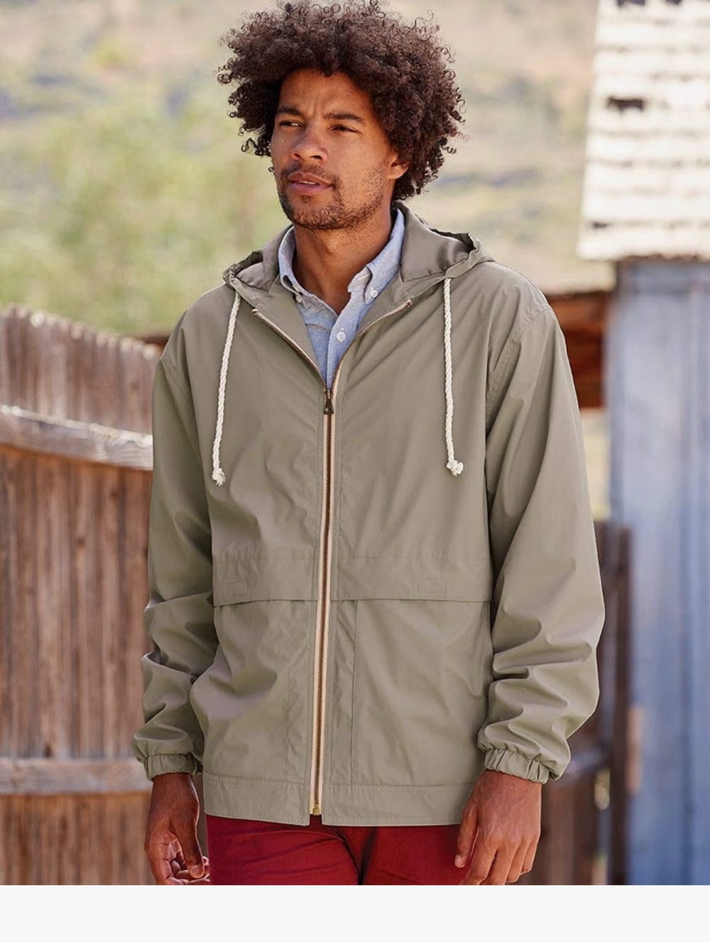 Weatherproof Vintage Men’s Hooded Rain Rain Jacket - Khaki / Medium